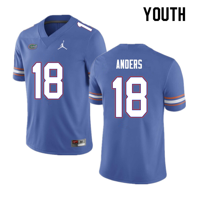 Youth #18 Jack Anders Florida Gators College Football Jerseys Sale-Blue - Click Image to Close
